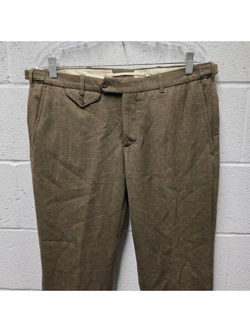 vtg Polo Ralph Lauren  Wool Houndstooth cuffed mens dress pants Side tabs 33x28